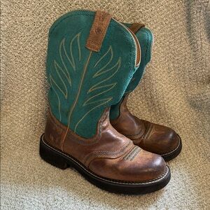 Ariat Brown and Teal Cowboy Boots